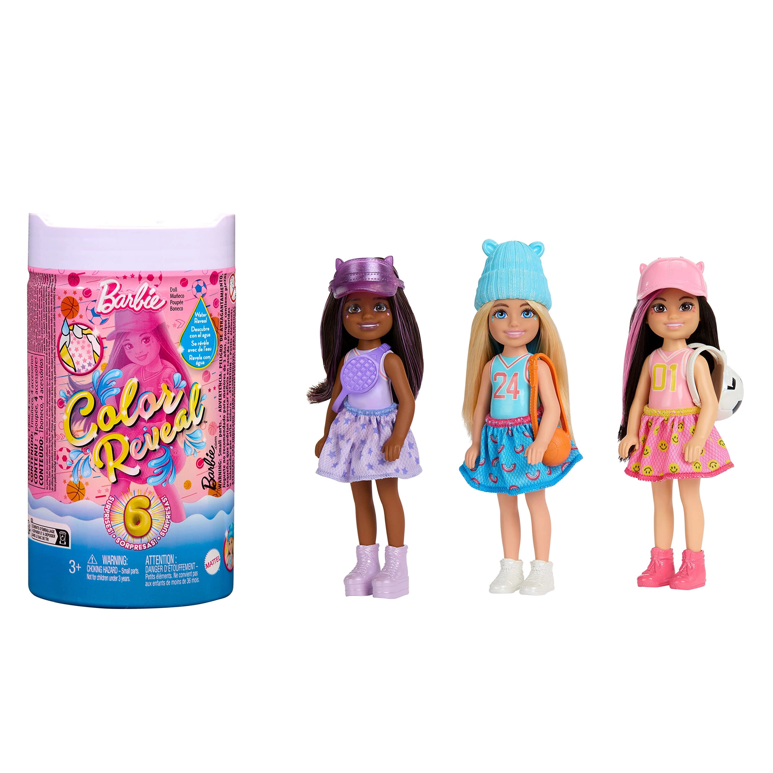 Barbie Color Reveal Sporty Series Chelsea - 6 Surprises Multicolor Ages 5+