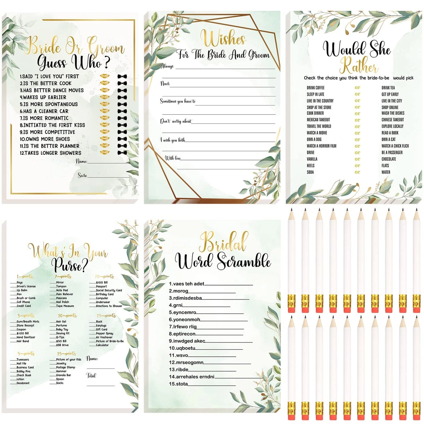 Bridal Shower Game - 145 Pieces