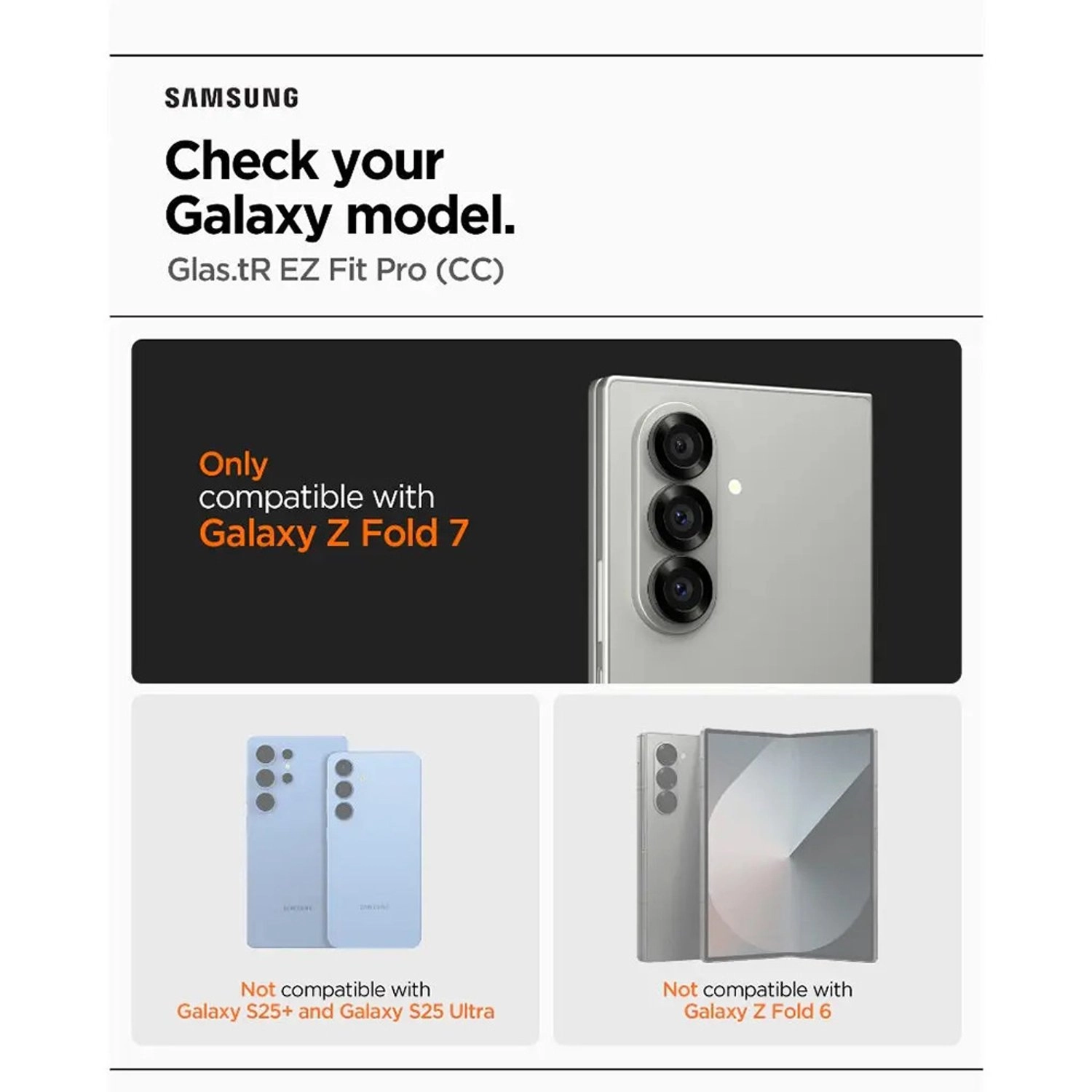 Clear Tempered Glass Screen Protector for Galaxy Z Fold7 (2-Pack)