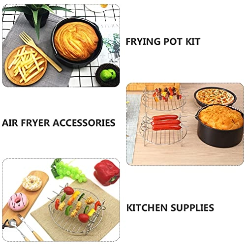 Pizza Pan + Cake Baking Pan + Multipurpose Skewers Rack + Metal Holder + Silicone Mat - Stainless steel 5 pieces