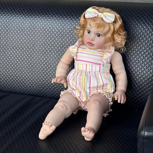 Pippa Reborn Baby Doll - 26 inch Cotton Vinyl Hand-rooted Curly Hair Ages 3+