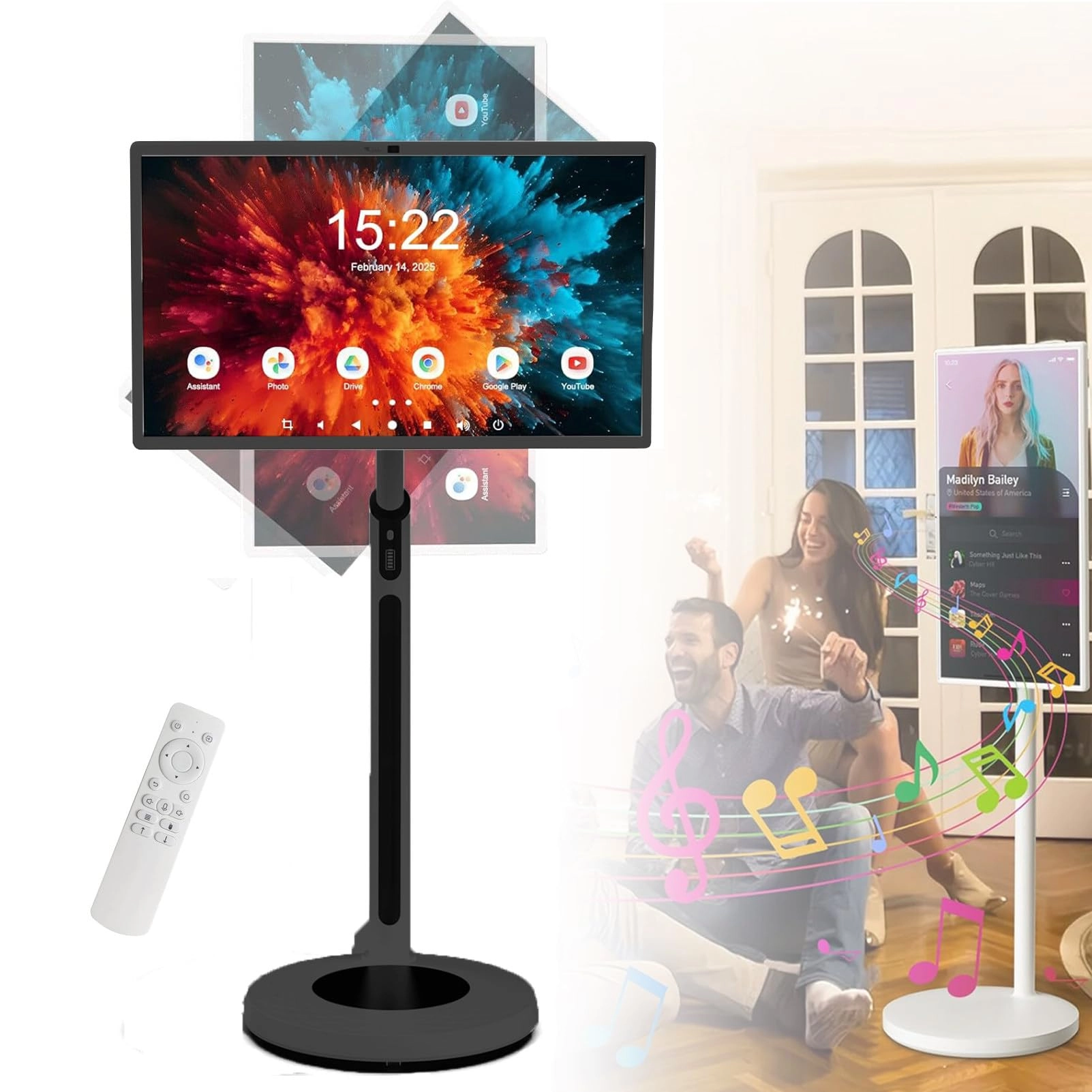 NzEupno Portable Standing TV - 1080P 32 Inches