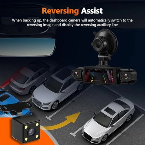 4 Channel Dash Cam Rear View Mirror - 1080P 30FPS + 64GB TF Card