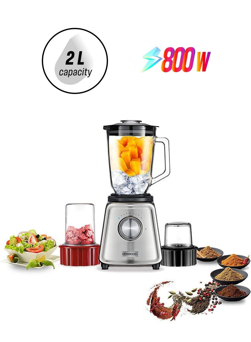 Kenwood Limited BLP44.270SS - Glass Goblet Ice Crush Function Meat Grinder