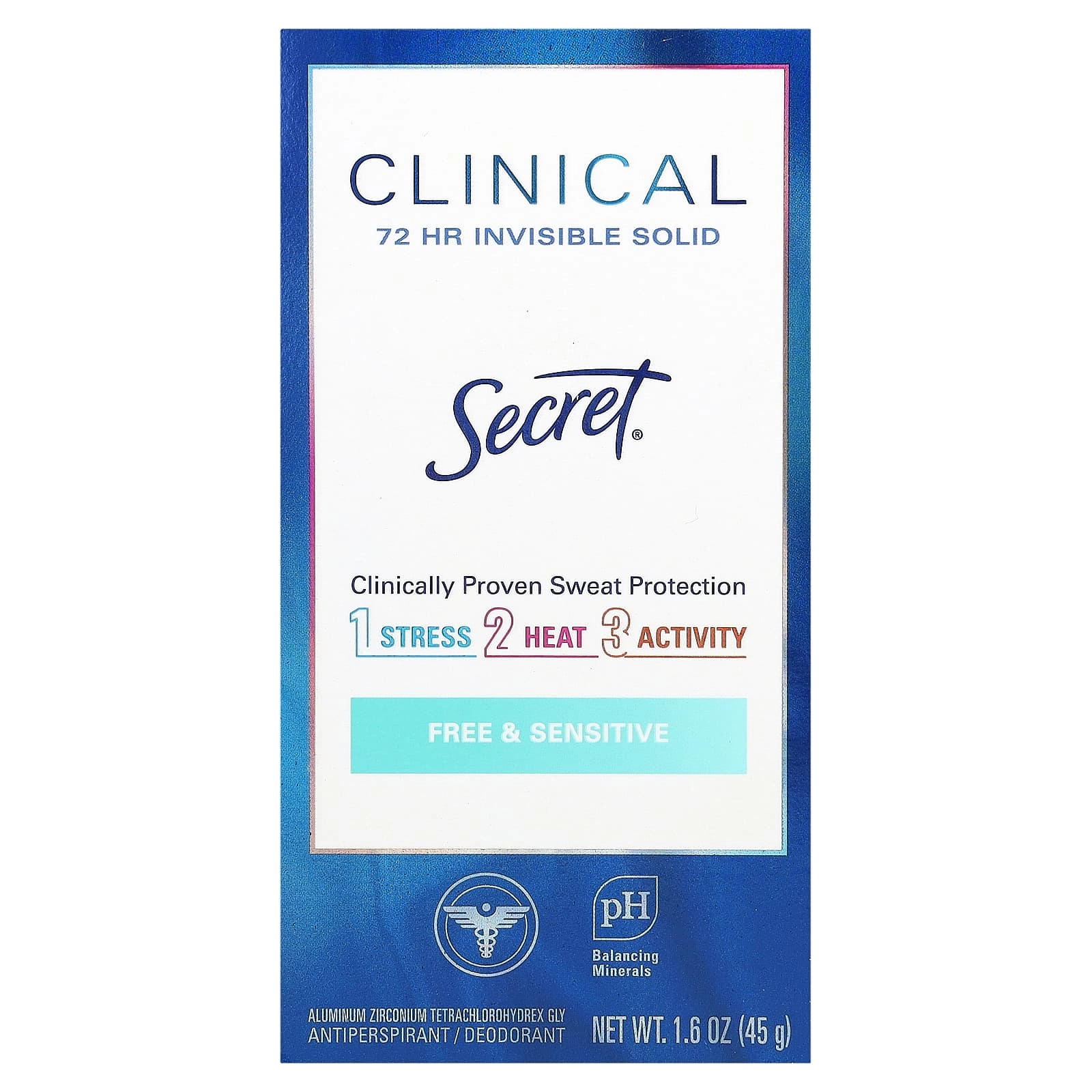 Clinical Strength Invisible Solid Antiperspirant And Deodorant - Free And Sensitive 45 g