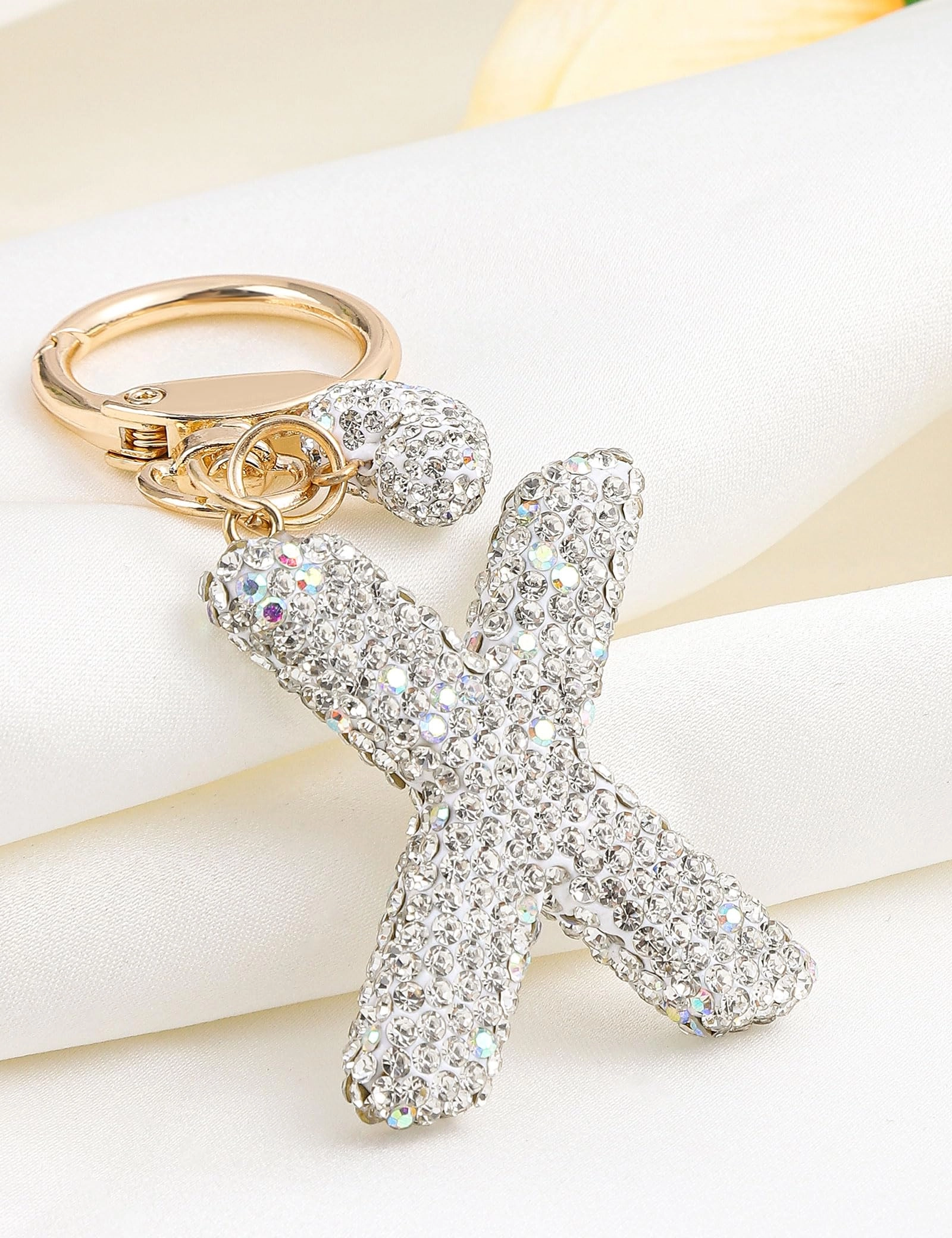 Initial Keychain - L Purple Rhinestone