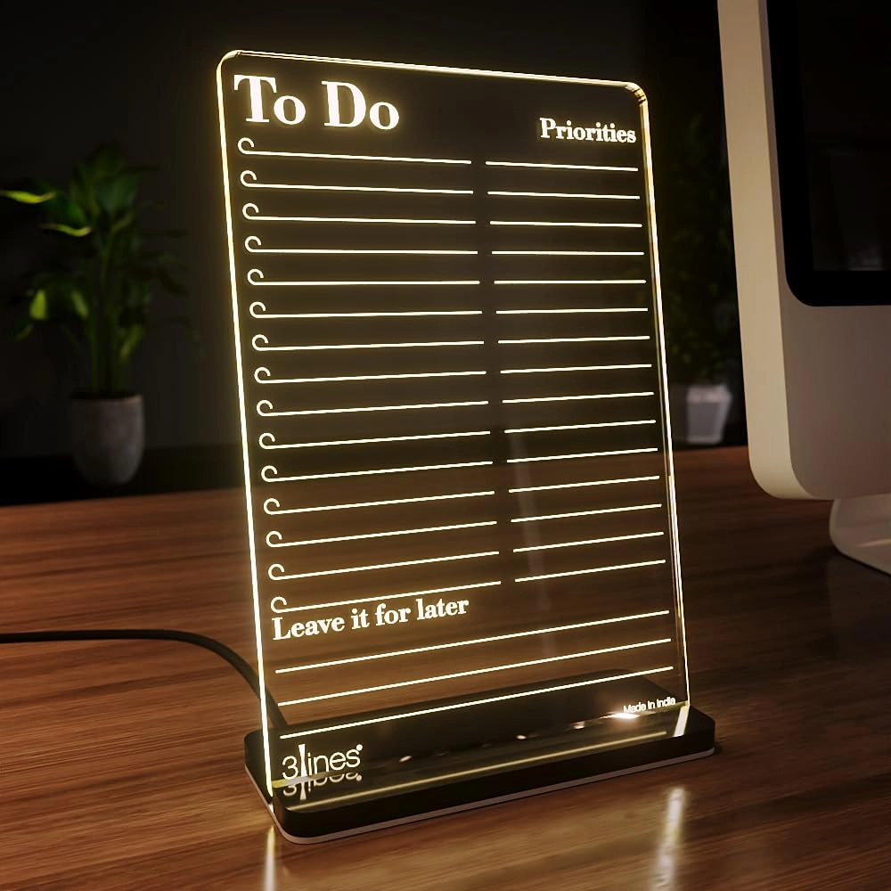 HA Designs Glowrite LED Writing Board - To Do Priorities warm white