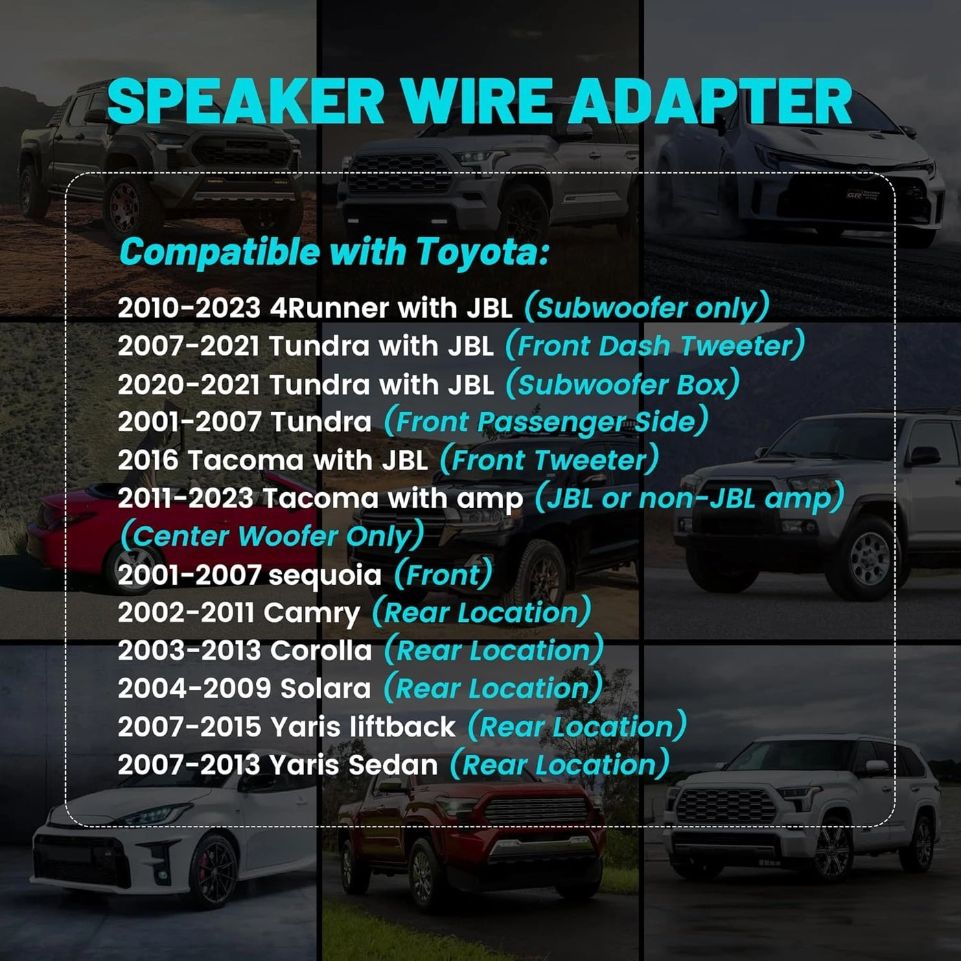 Front Speaker Wiring Harness Adapter - Toyota 4Runner Tacoma Tundra Sequoia