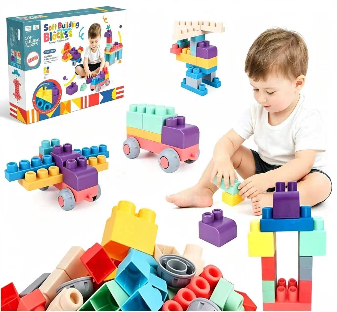 Beauenty Soft Rubber Building Block - 1-3 Years Old 50 piece(s)