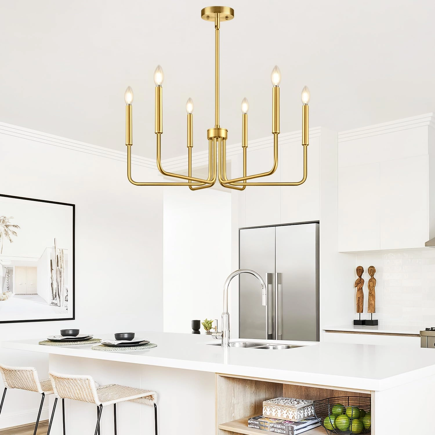 6-Light Farmhouse Chandelier - Black Indoor