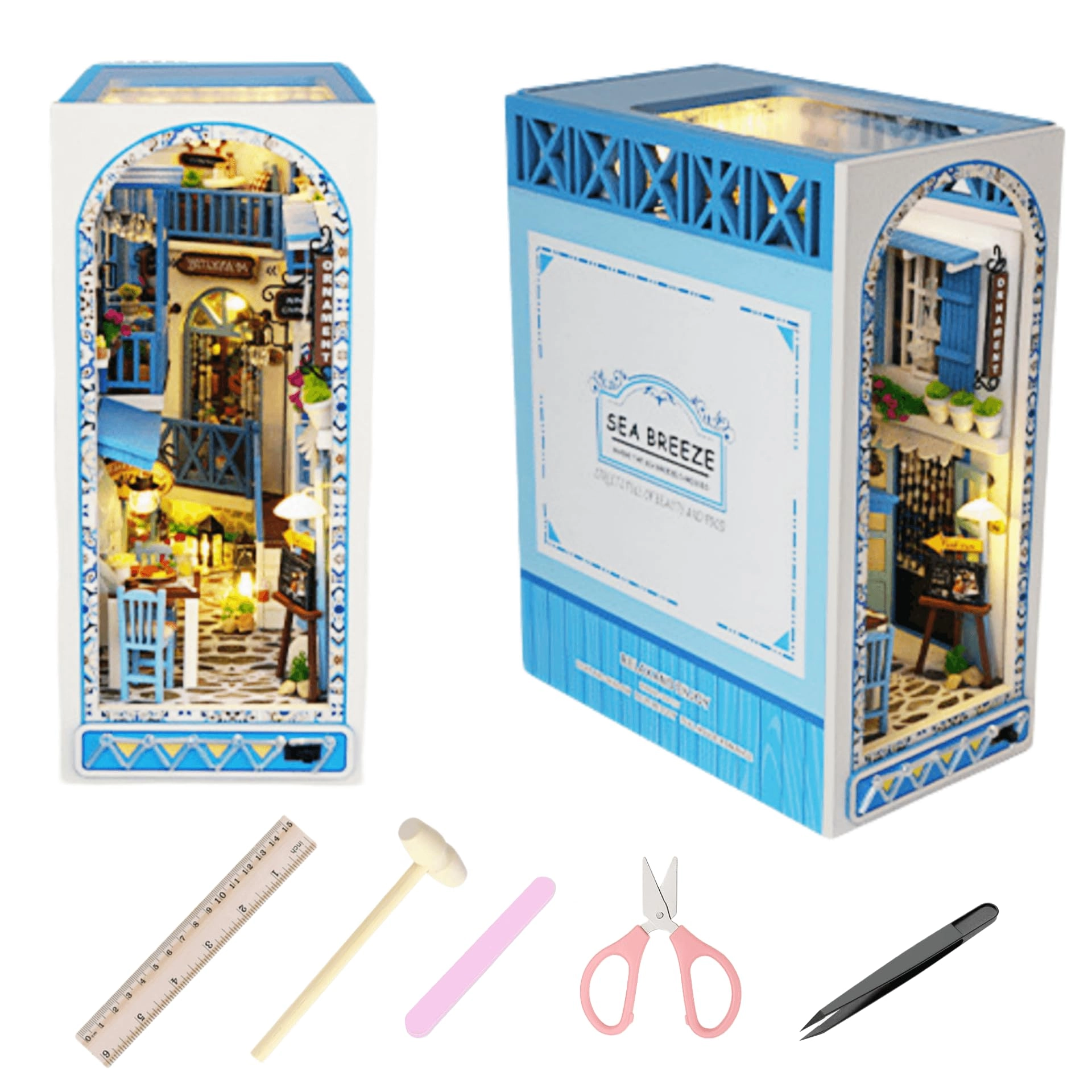 TYKS DIY Assembling Booknook Kit - Multicolored Lights English Instructions Sea Breeze