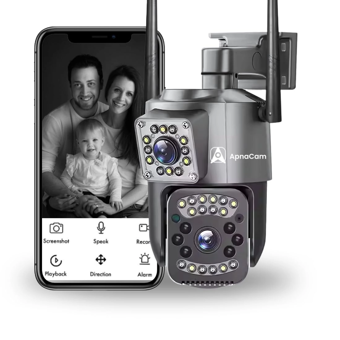 ApnaCam Security Camera Black_4G_PTZ_Dual_Lens_001