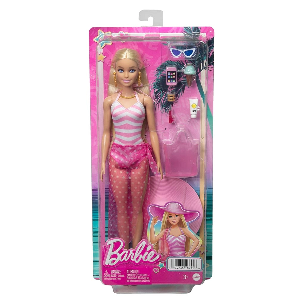 Barbie Fashion & Beauty Beach Doll - Orange Swimsuit Ages 3+