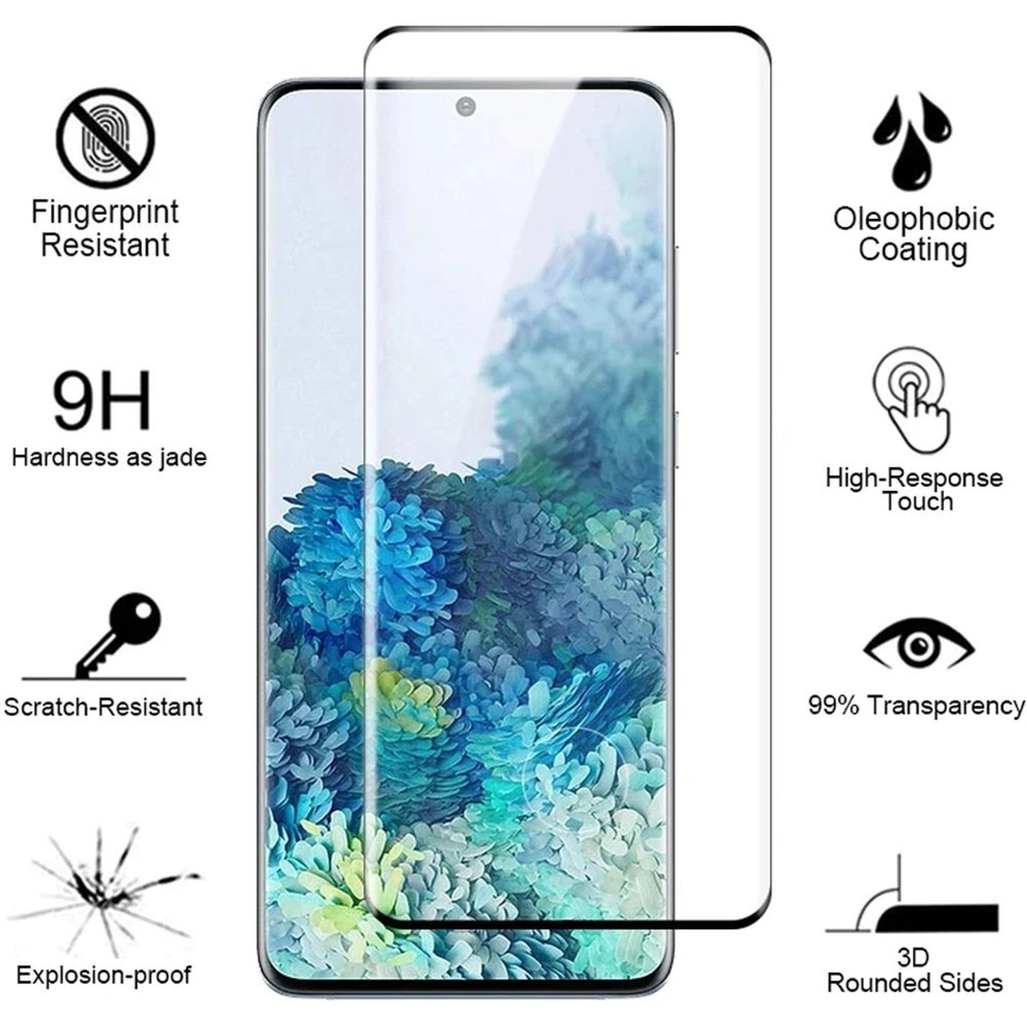 Clear Anti-Scratch Anti-Fingerprint Tempered Glass Screen Protector + Camera Lens Protector + Back Protector for Galaxy S22 Ultra