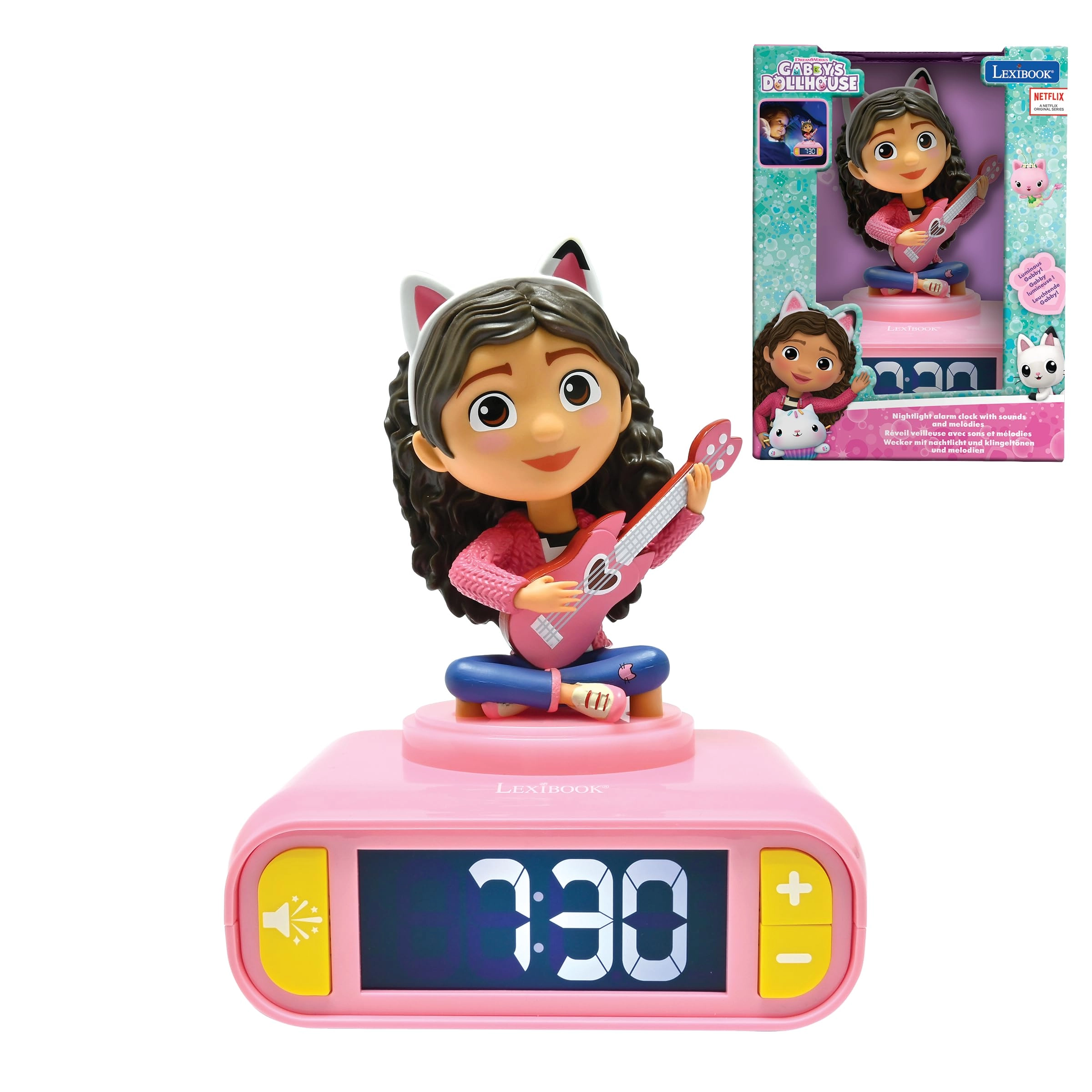 Lexibook Gabby Nightlight Alarm Clock - 3 x AA/LR6 batteries Pink