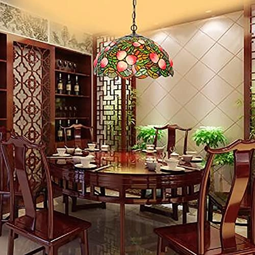 Tiffany Round Chandelier - E27 Colored Peach 30*19cm