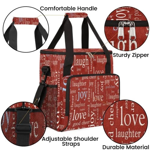Coffee Maker Carrying Bag - Love Joy Laugh Letter Red Portable Single Serve