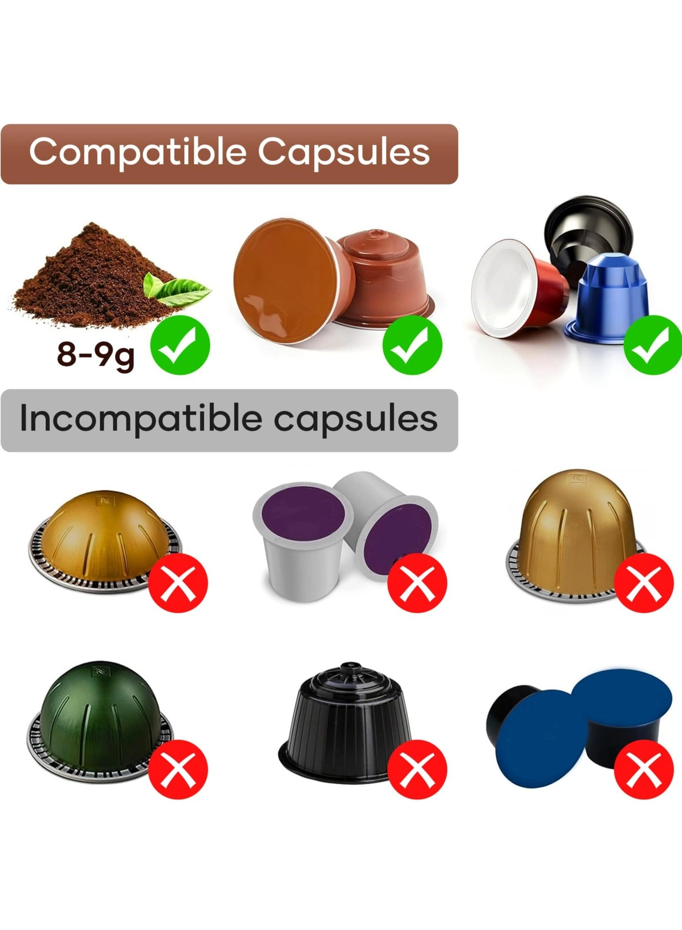 Portable coffee maker - 60 ml ground coffee and capsules