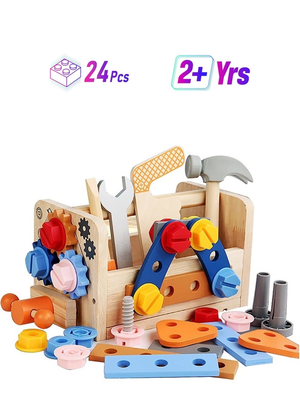 Generic Wooden Tool Set - 2+ Years 24 pieces