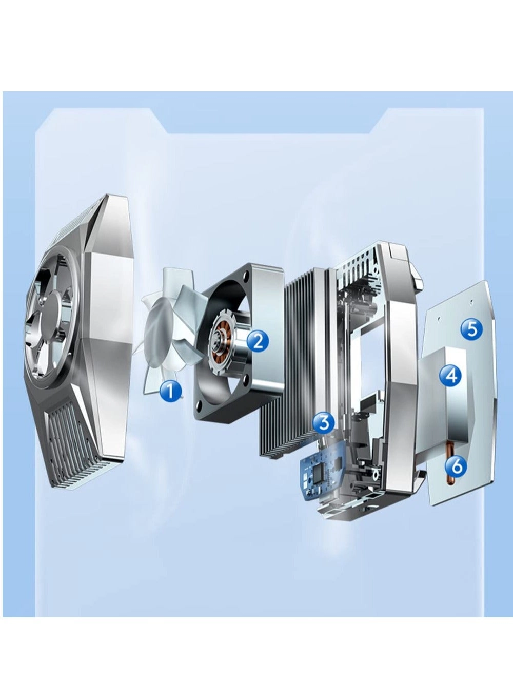 Phone Cooling Fan - Portable Mini Heatsink Silver