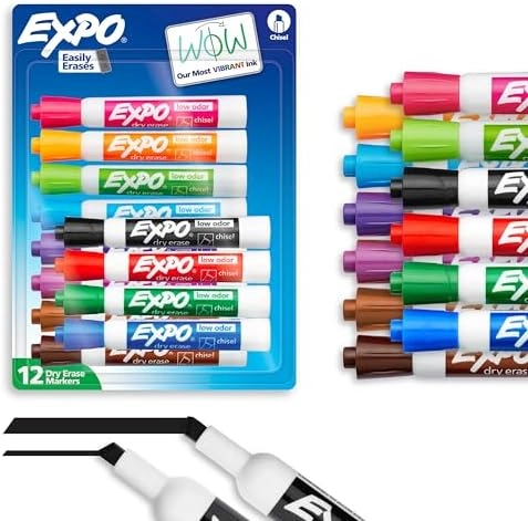 EXPO Low Odor Dry Erase Markers - Assorted Colors Chisel Tip