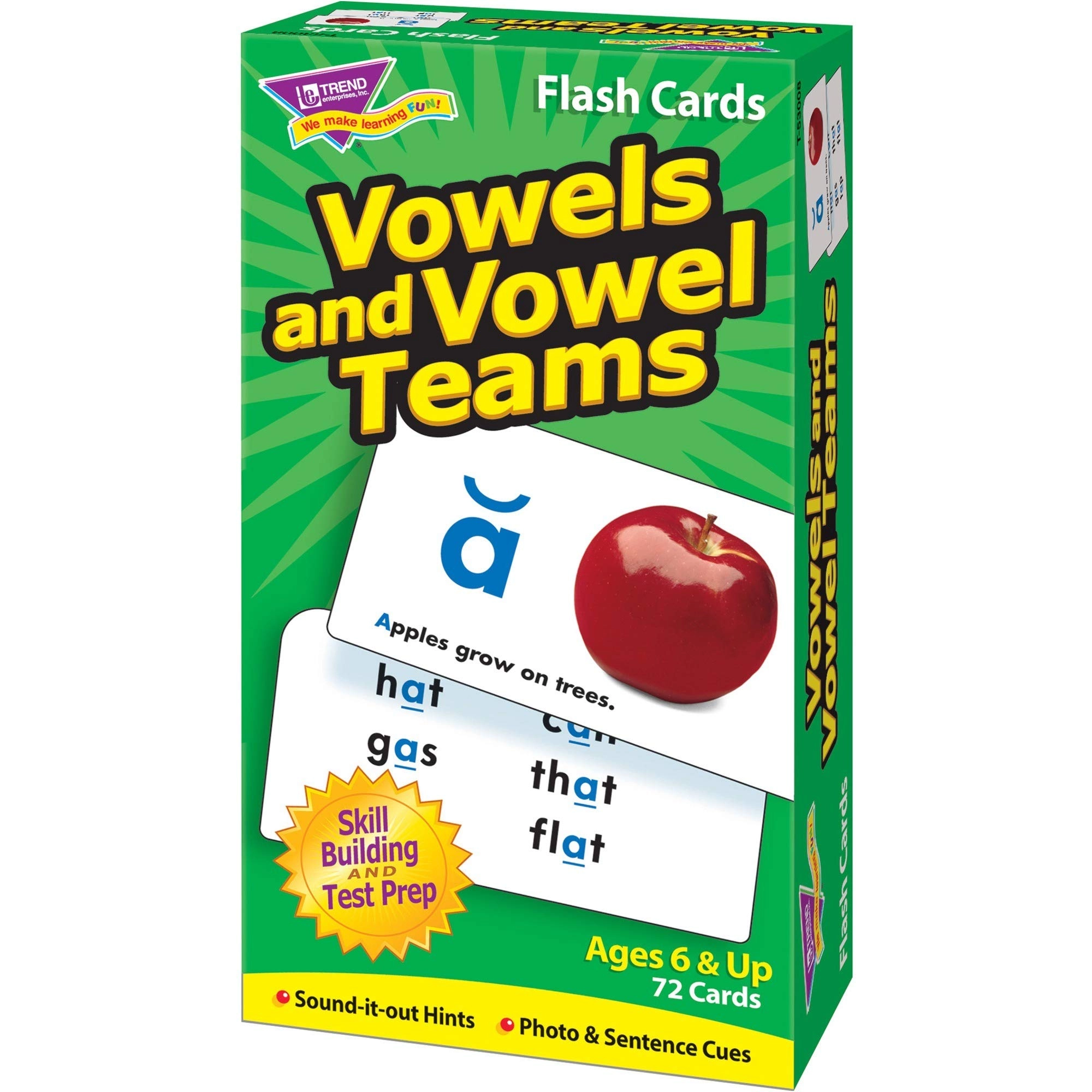 Vowels and Vowel Teams Skill Drill Flash Cards - Ages 6 and Up 72 pieces