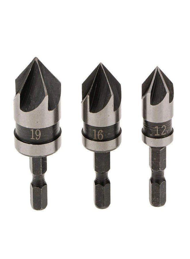 Homdum Countersink Power Drill Bit - Metal 3pcs 12, 16, 19 mm