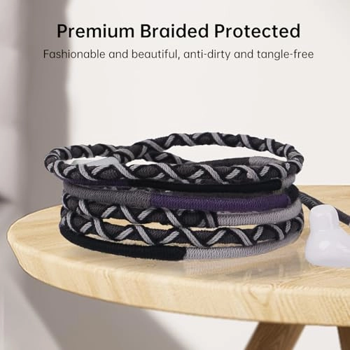 Fabric Cord Braided USB C Headphones Wired Earbud