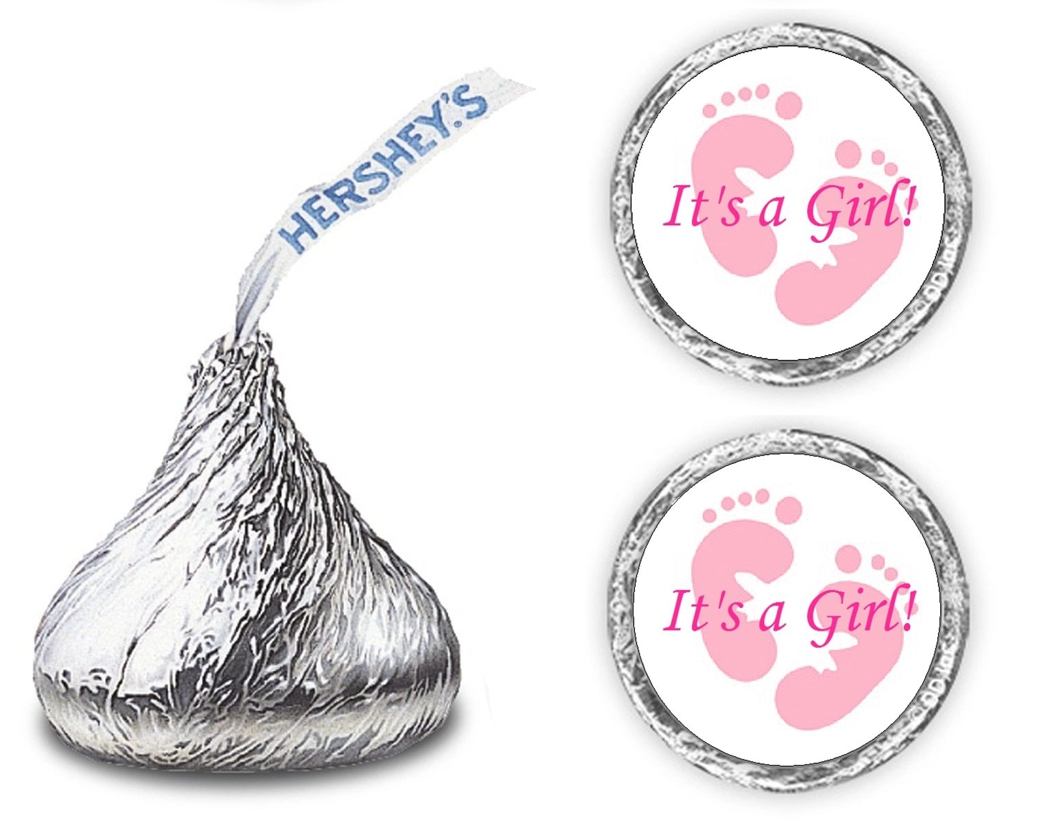 MZA STORES Its a Girl Pink Footprints Kisses Labels - 324 Baby Shower