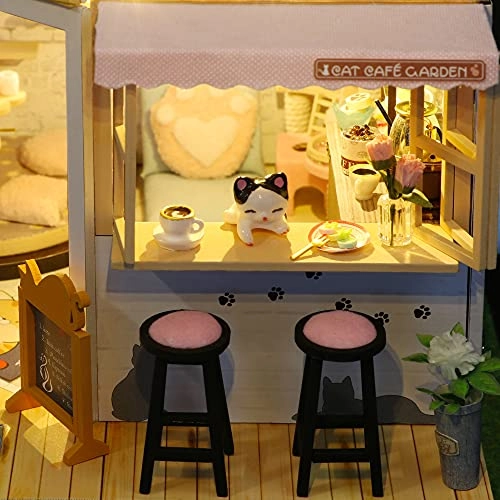 DIY Miniature Dolls House Kit - Cat Coffee Garden
