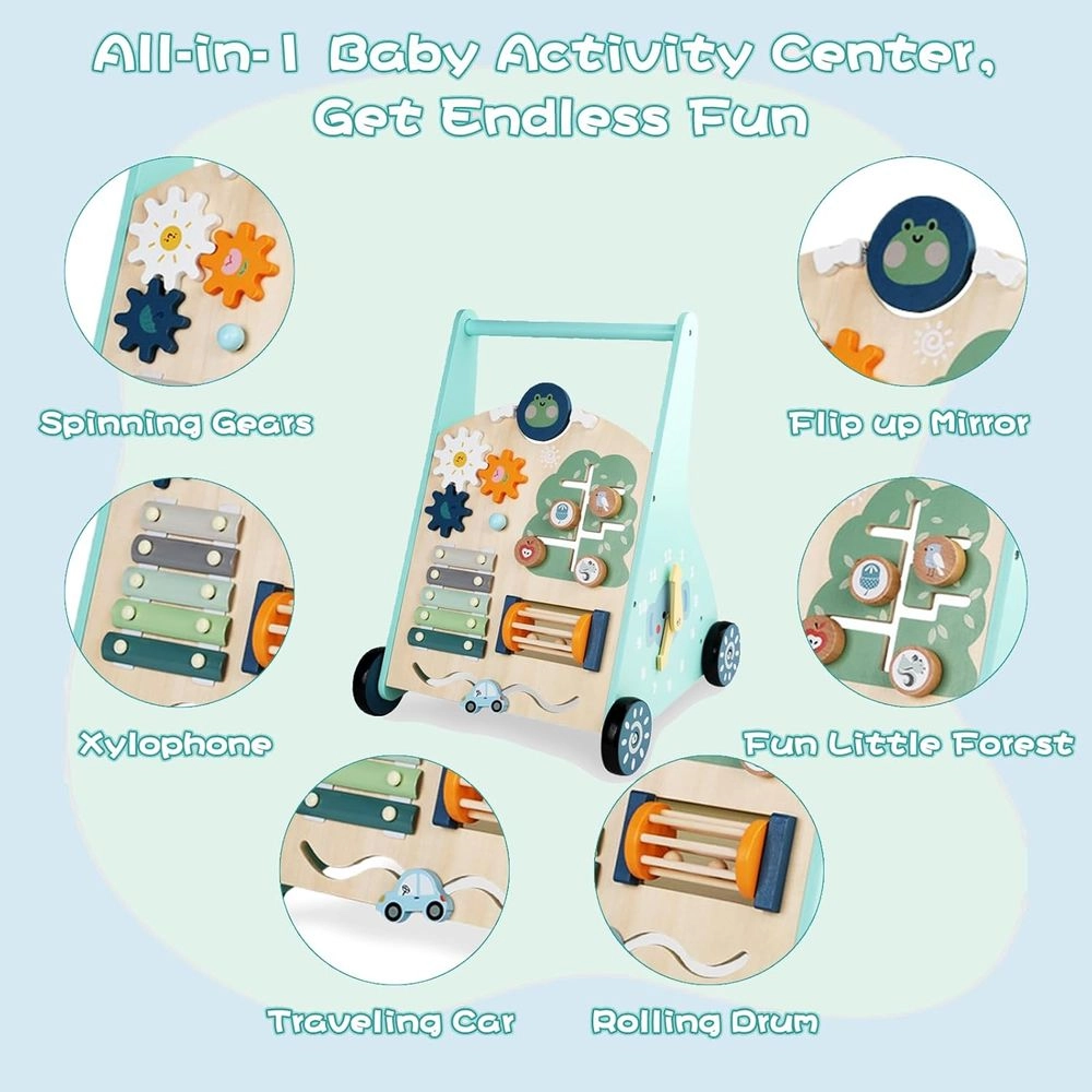 Enzo Wooden Baby Walker - 5-in-1 Activity Center