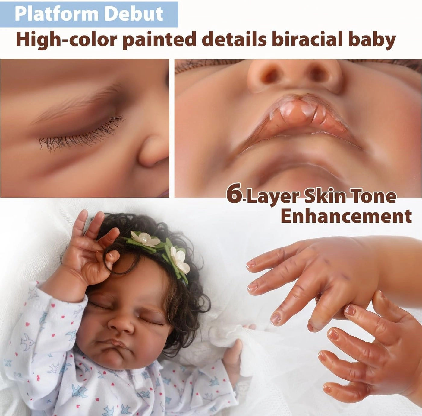 August Reborn Baby Doll - 20-Inch Weighted Cloth Body African American Ages 3+ Gift Set
