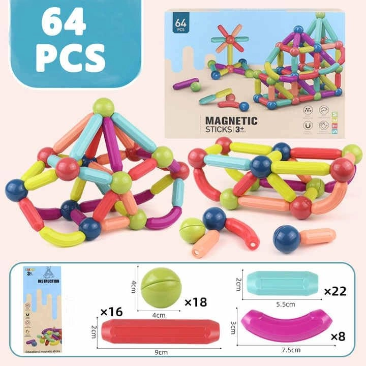 Magnetic Sticks Building Blocks - 64 pcs