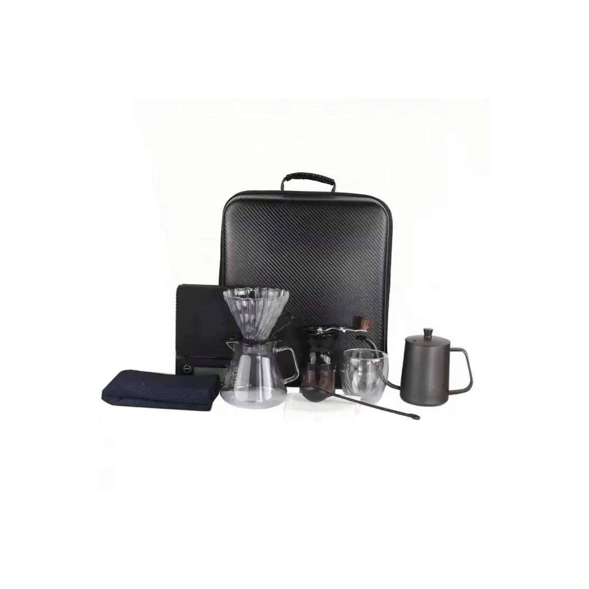 Kettle + Grinder + Dripper + Scale + Server + Filters + Cup
