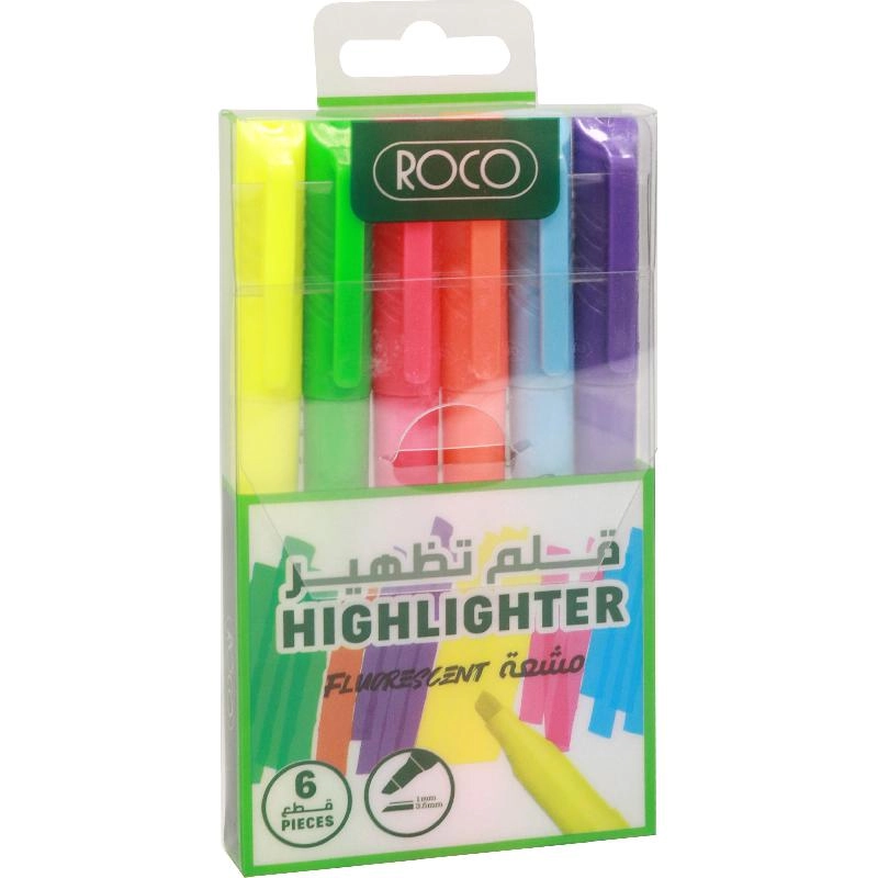 Roco 130 Slim Highlighter - Assorted Color Chisel Tip