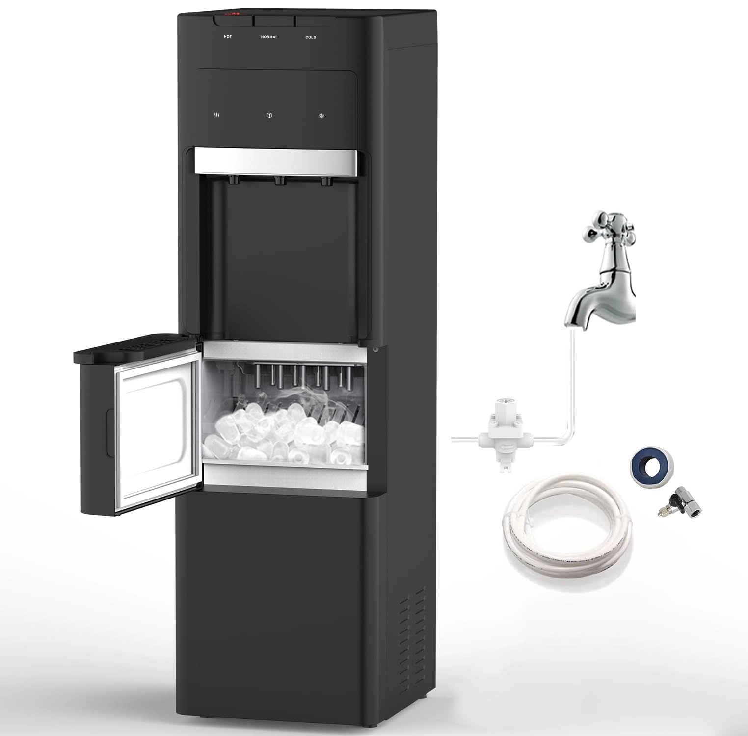 soopyk Bottleless Water Cooler Dispenser with Ice Maker - 3 Temperature Settings 27 lbs in 24 hrs Black