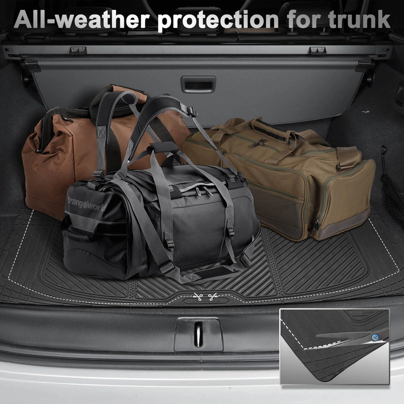Rubber Floor Mats & Cargo Liner - Gray Universal Fit 5-Piece