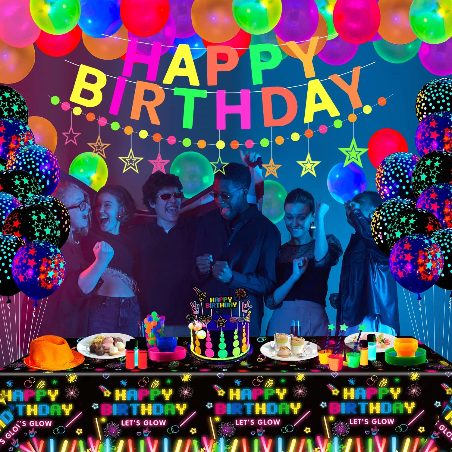 Glow Neon Party Supplies - 255.0 Count Birthday