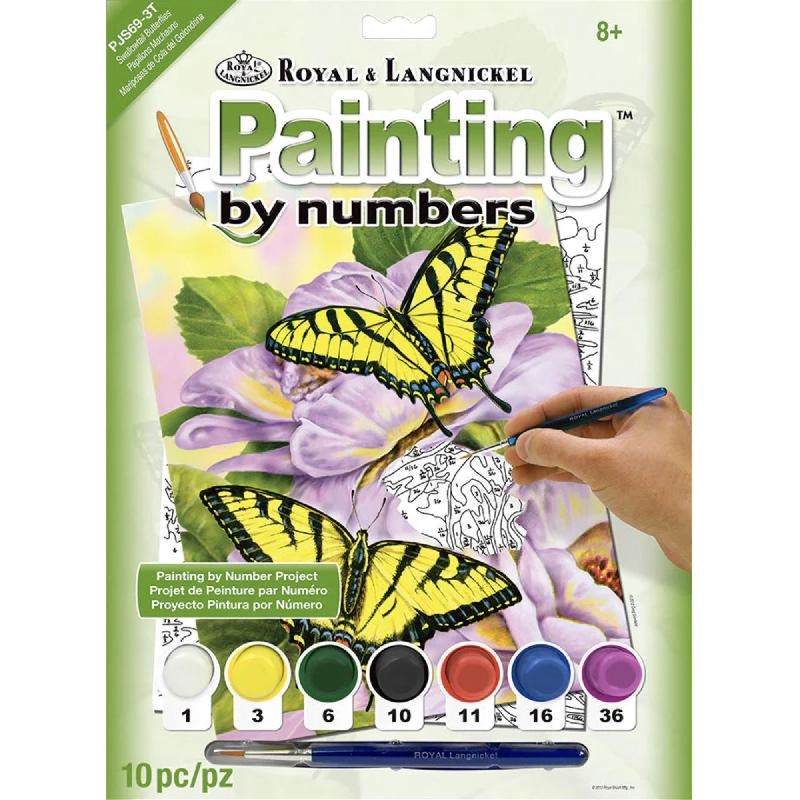 Royal & Langnickel Swallowtail Butterflies - 7 Paint Pots, Brush, Board, Pattern
