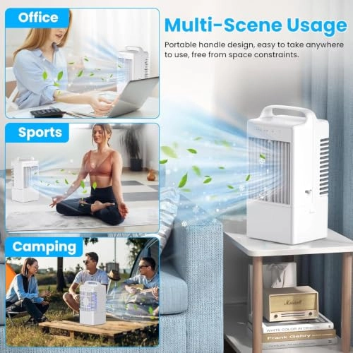 Portable Mobile Air Conditioner - 6 Speeds 7 Color Lights 2200mAh