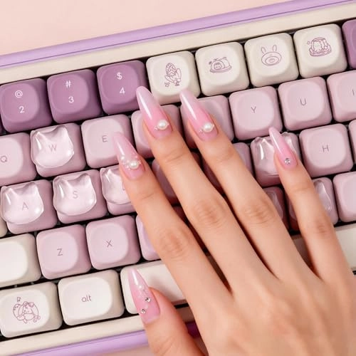 Transparent Glass Long Nail Keyboard Caps