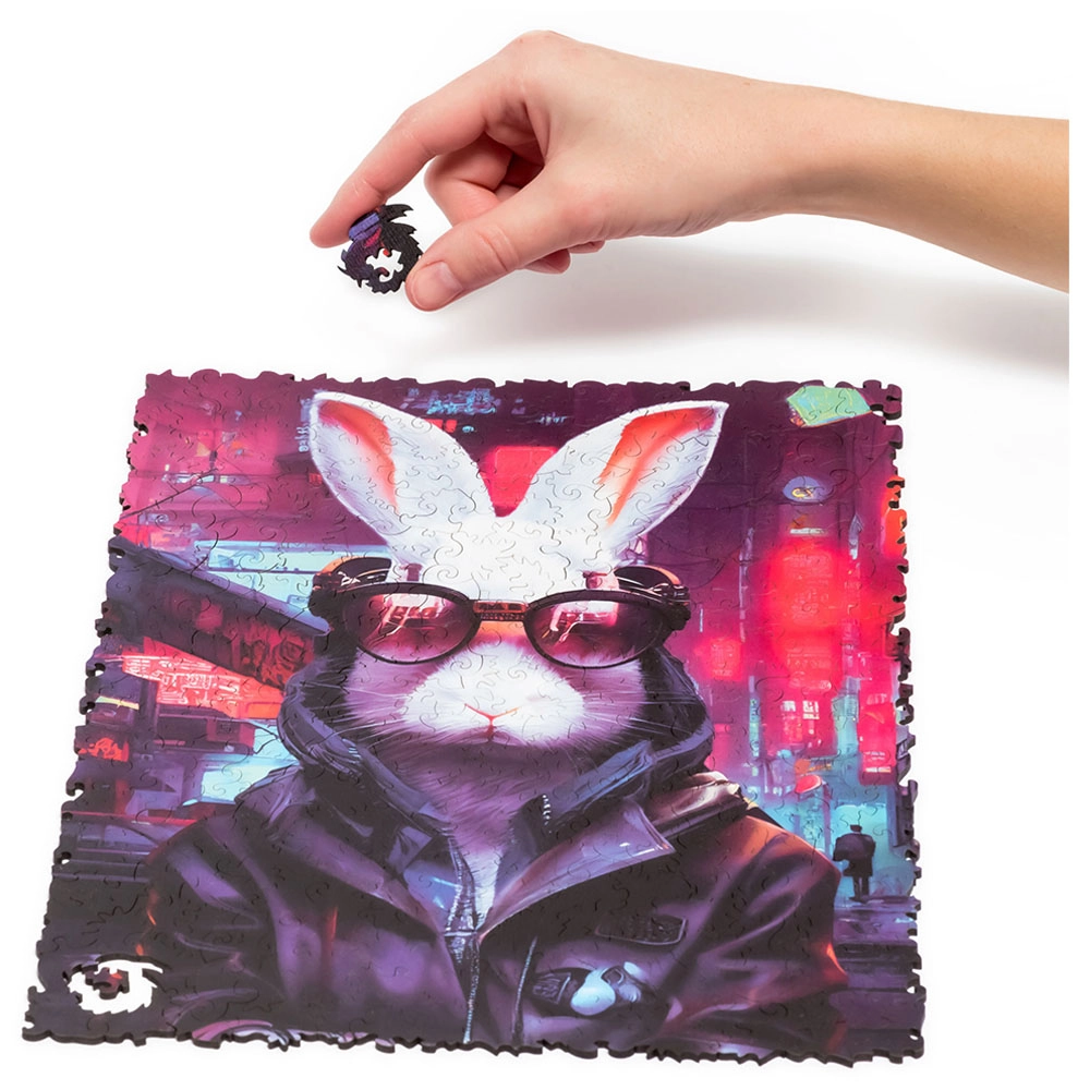 Pop Art Cyber Rabbit Wooden Puzzle (4107390-Cyber_Rabbit_250) - 250 pcs
