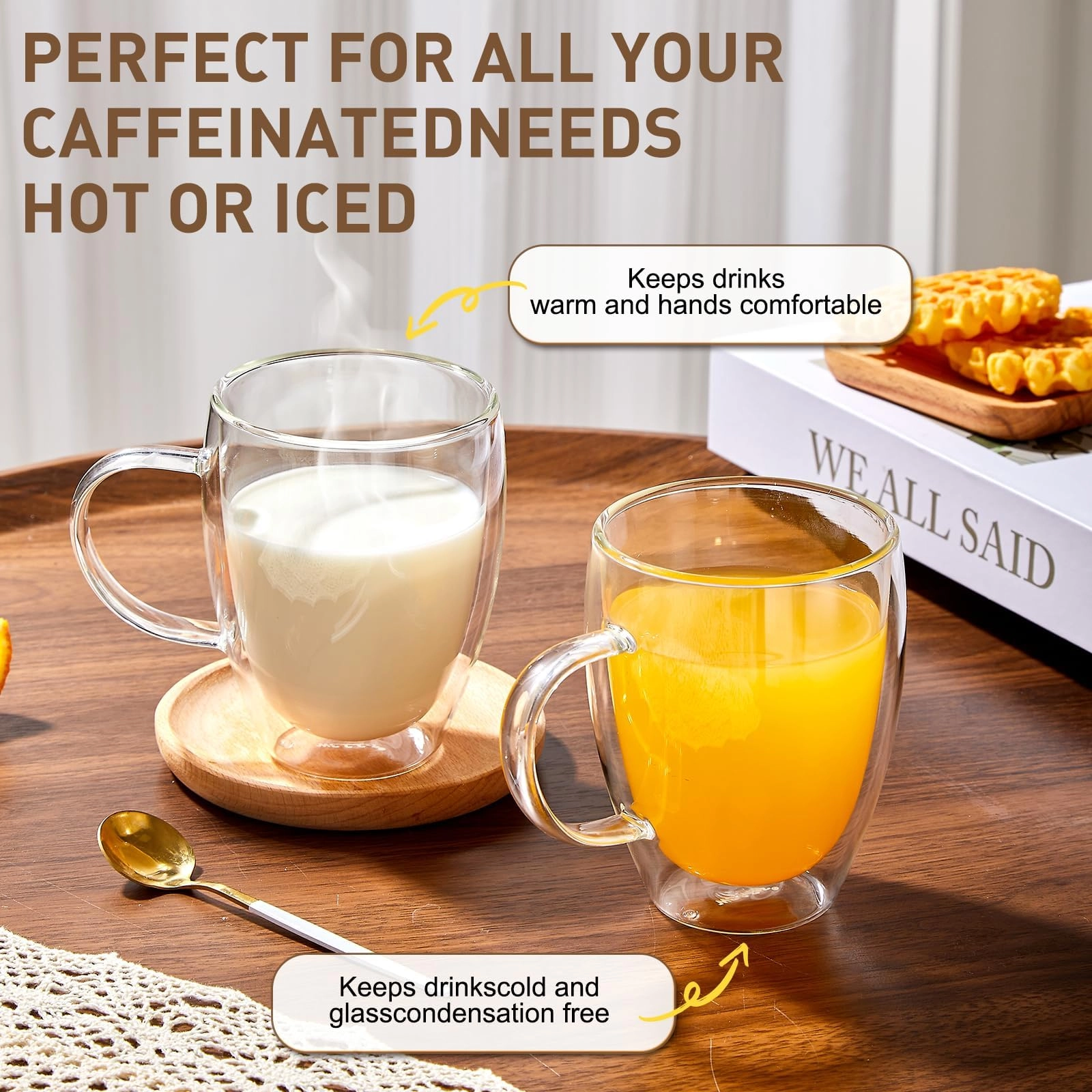 Double Walled Glass Mug - 4 pcs - Borosilicate - 350 ml