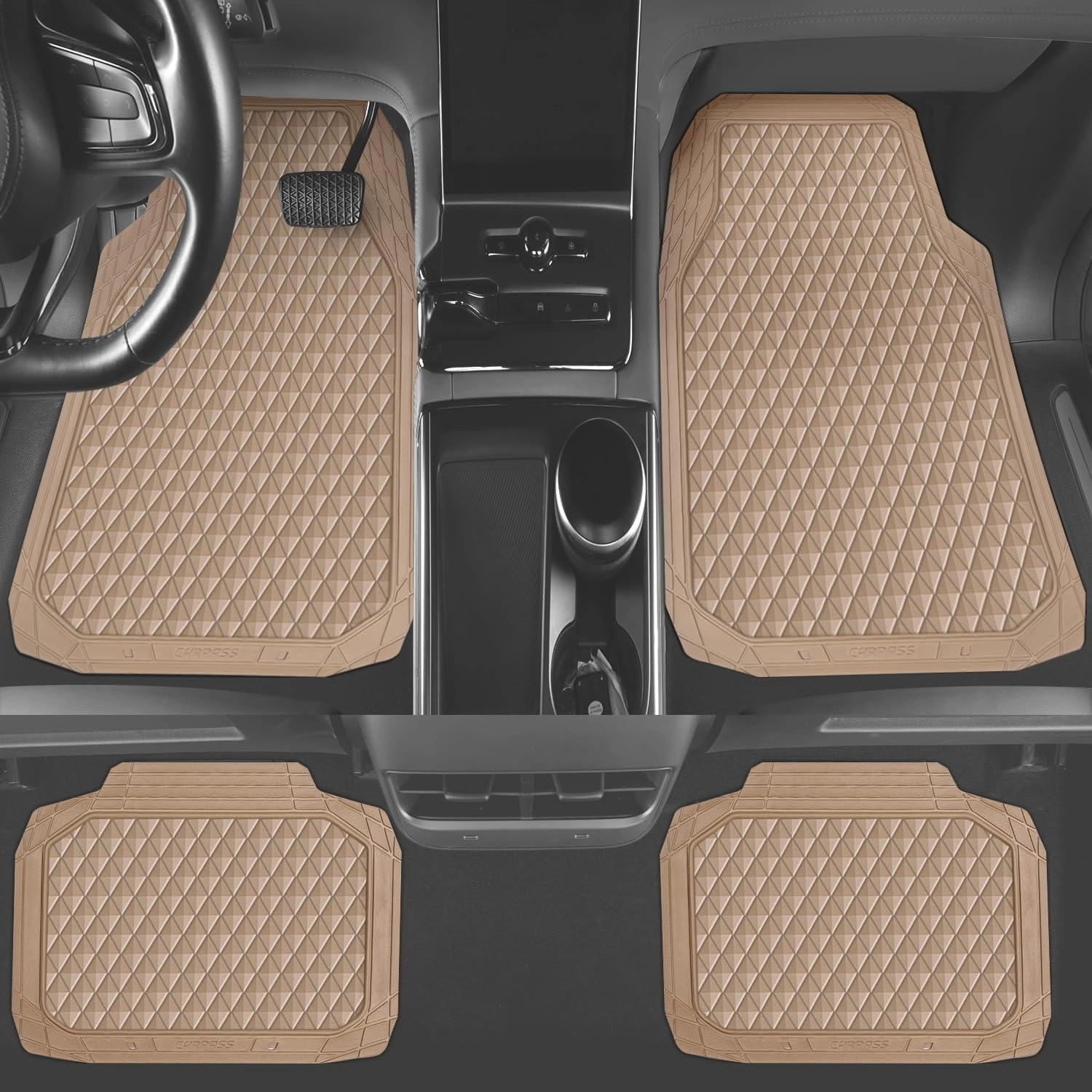 Floor Mats - Gray Rubber 4 Pcs