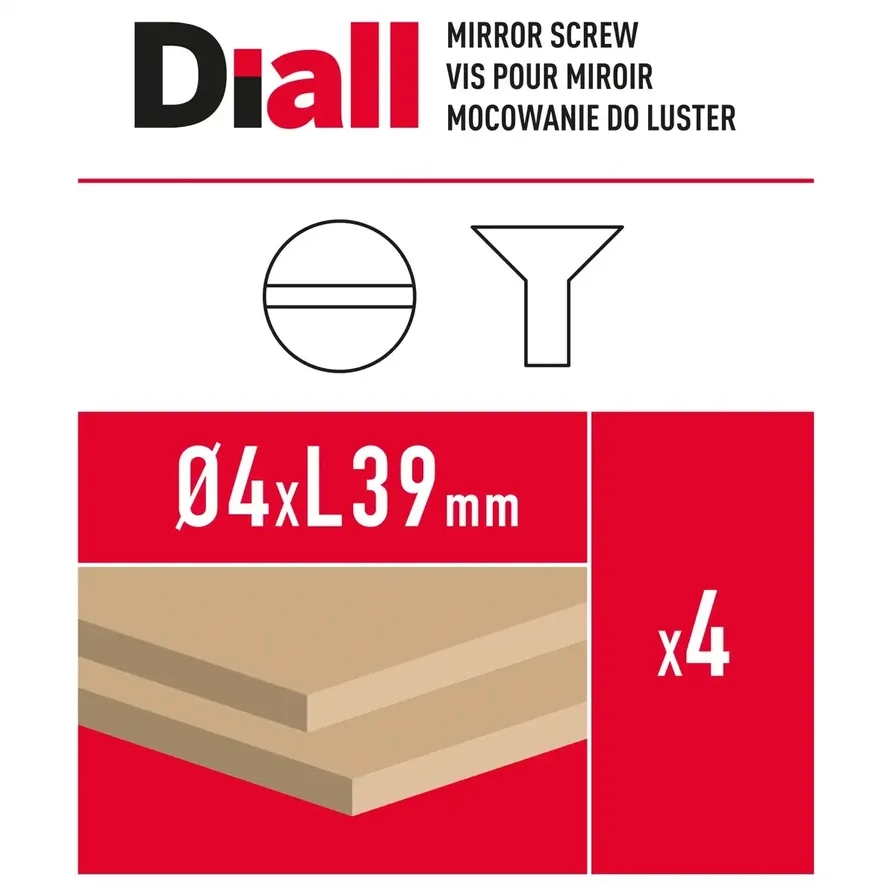 Slotted Round Mirror Screw Pack - 4.25 cm 0.4 cm