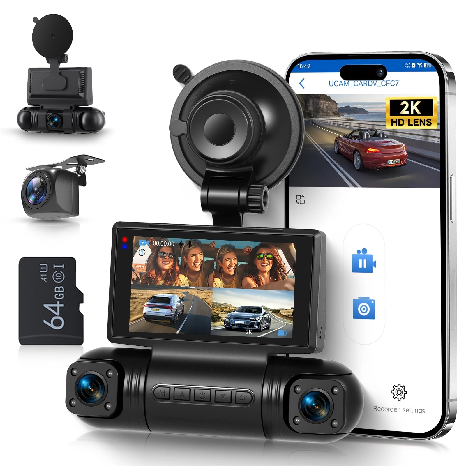 Car Dashcam - 2K 3x1080P