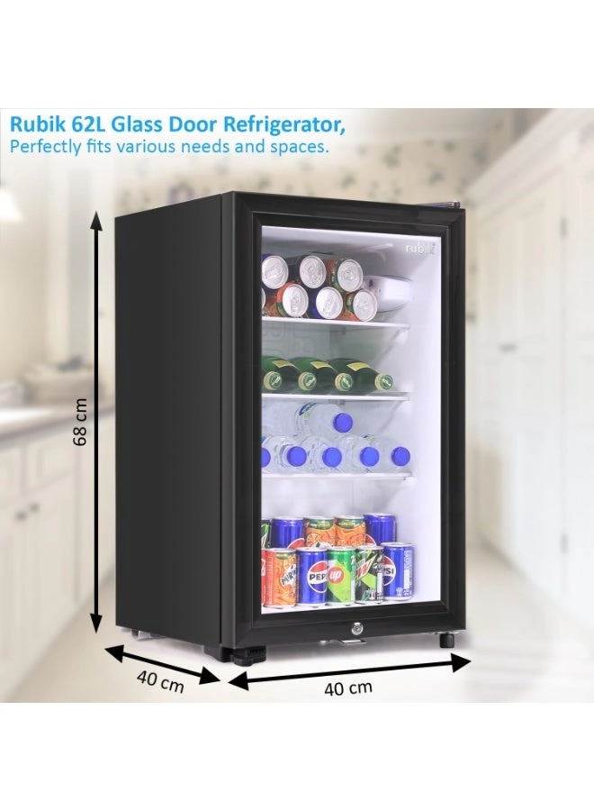 Mini Fridge Glass Door - 62L 2~6°C