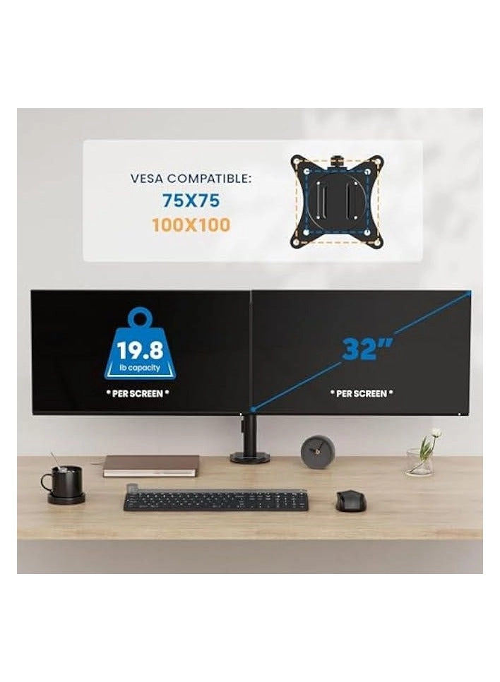 Dual Monitor Mount - 2 Monitors 32 inches 75mm or 100mm