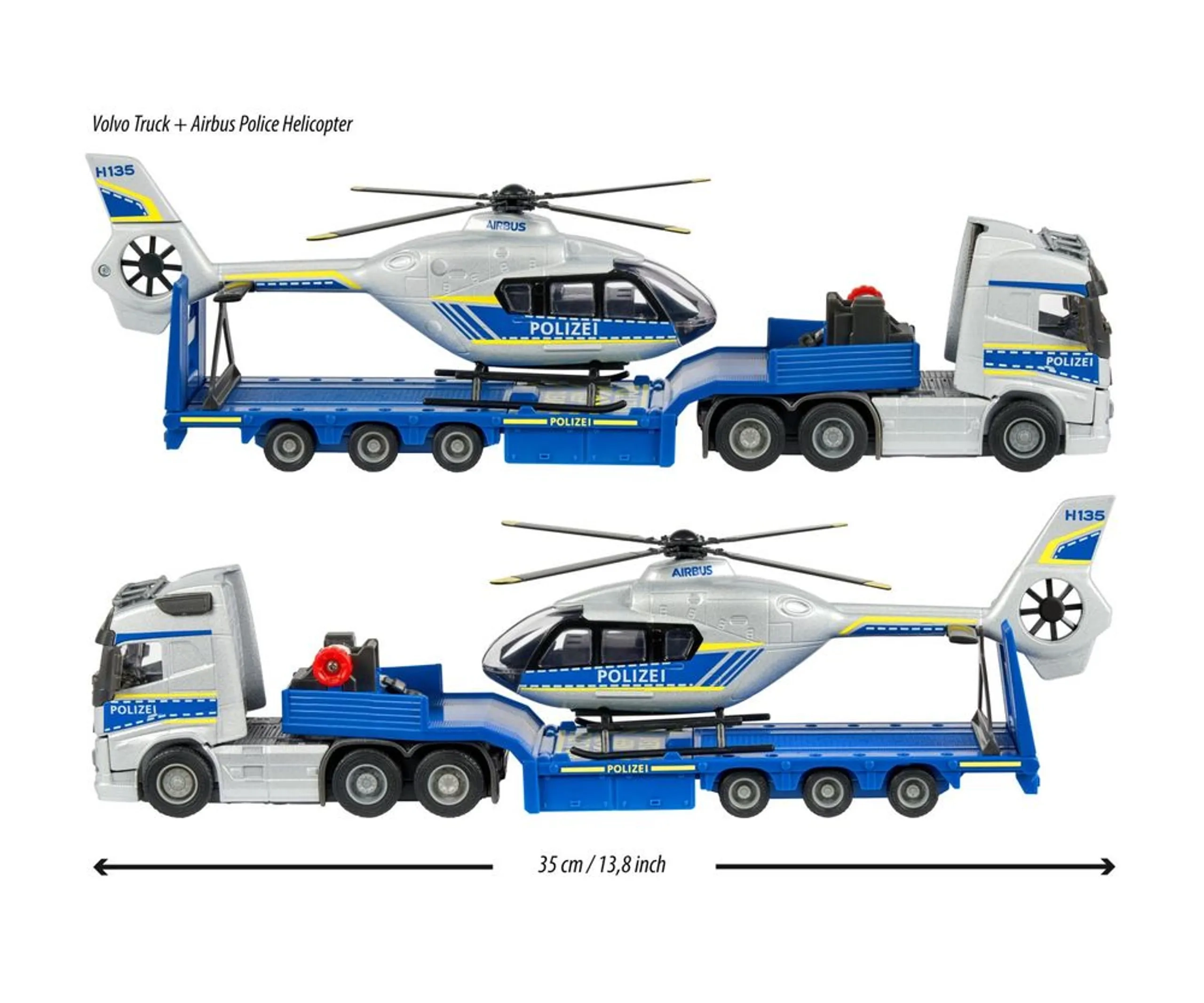 Volvo FH16 Truck - 35 cm + Airbus H135 Police Helicopter - 25.5 cm