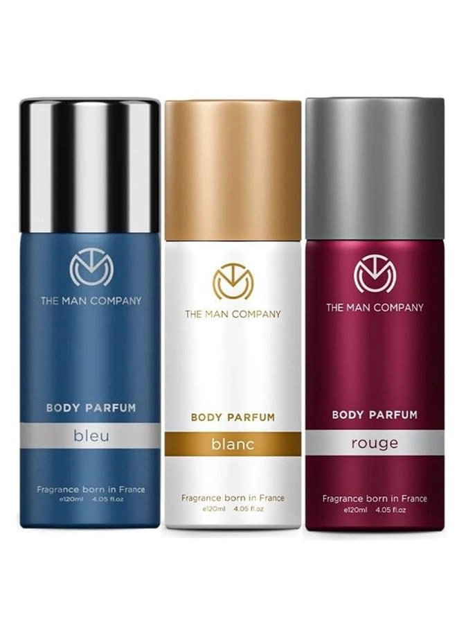 The Man Company Trio Body Perfume - Blanc Bleu Rouge 120ml Gift Set